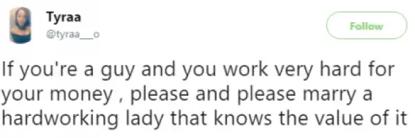 See the advise this young lady gave hard working single men on twitter
